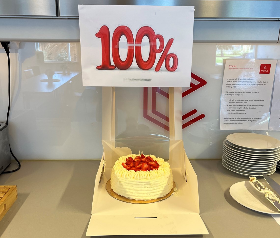 100% leveranssäkerhet! -> 100% tårta!